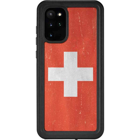 Switzerland Flag Distressed Galaxy S20 Plus Waterproof Case